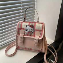 Sanrio Zaino da donna retrò ed elegante alla moda, nuovo zaino mini stile college, borsa quadrata casual da ufficio e per pendolarismo, per forniture scolastiche, back to school