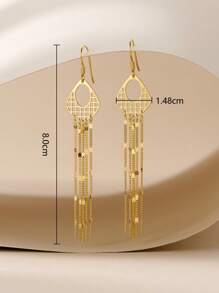 1Pair Minimalist 925 Sterling Silver Long Tassel Chain Hook Earrings Suitable For Women Daily Decor,Party Wear Fine Jewelry