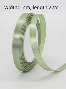1pc Rolled Sage Green Double-Sided Satin Ribbon, 1cm/1.5cm/2cm/4cm Wide X 22m Long, Soft & Durable Polyester Material, Suitable For Flower Wrapping, Gifts, Presents, Apparel, Headwear, Bows, Weddings, DIY Craft Rose Ribbons