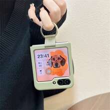 Luxury Minimalist Solid Green Phone Case, Compatible With Samsung Galaxy Z Flip 5 6, Shock-Resistant Back Cover, Waterproof, Anti-Fall, Scratch-Resistant - Mustard Green - View 4