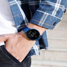 Round Multi-Functional Commuter Wind Watch Simple Fashion Watch Waterproof Luminous Watch Male And Female Students Electronic Luminous Watch - Gold - View 6