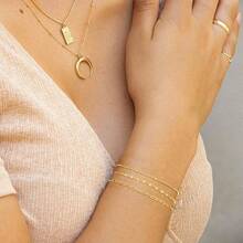 MBW Gold Bracelets Women, Dainty 14K Gold Plated Bracelet Stack Beaded Chain Bracelet Set Thin Small Cute Paperclip Bracelets Fashion Waterproof Jewelry Gold Accessories Women - 樣式2 - 查看 3