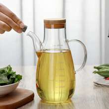 1 件装重型玻璃油分配器 - 防漏厨房必备，带测量标记，多用途瓶，用于盛放食用油、酱油和醋，耐用的家用调味容器