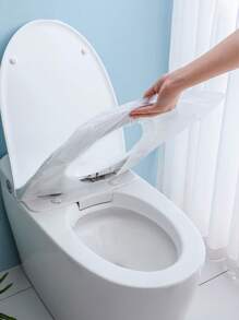 1/10/20/30/40/50 Pcs Disposable Toilet Seat, Toilet Cover, Thickened Plastic Waterproof Pad, Disposable Toilet Cover, Portable Toilet Cover, Adults And Toilet Training Travel Essential Accessories, Air Travel Camping Hotel Back To School Essential Accessories, Waterproof And Moistureproof Easy To Carry