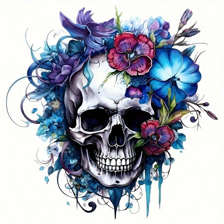 1pc/2pcs/3pcs Floral Skull Patches - Iron On Transfer Stickers For T-Shirts, Sweatshirts, Jeans, Bags, Clothing Accessories, Masks, Backpacks, Hats, Pillows - Washable And Long-Lasting - For DIY Fashion Enthusiasts - Perfect For Personalizing Apparel And Accessories