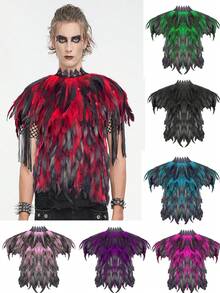 Capa con plumas artificiales de estilo gótico, chal de disfraz de Halloween para hombres