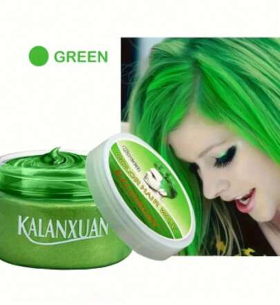 Cera De Color Verde para Cabello Kalanxuan, Hair Wax Temporal,Colorante de Barba, Pomada de Uso Diario . Facil De Lavar. Larga Duracion, Gentil con Cabello y Piel,contenido100g. pintura vegetal y gliserina.
