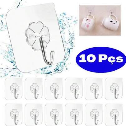 Kit 6/10/20 pçs Ganchos Adesivos Parede Multi Funcional Autocolante Casa Cozinha Quarto Banheiro Organizado