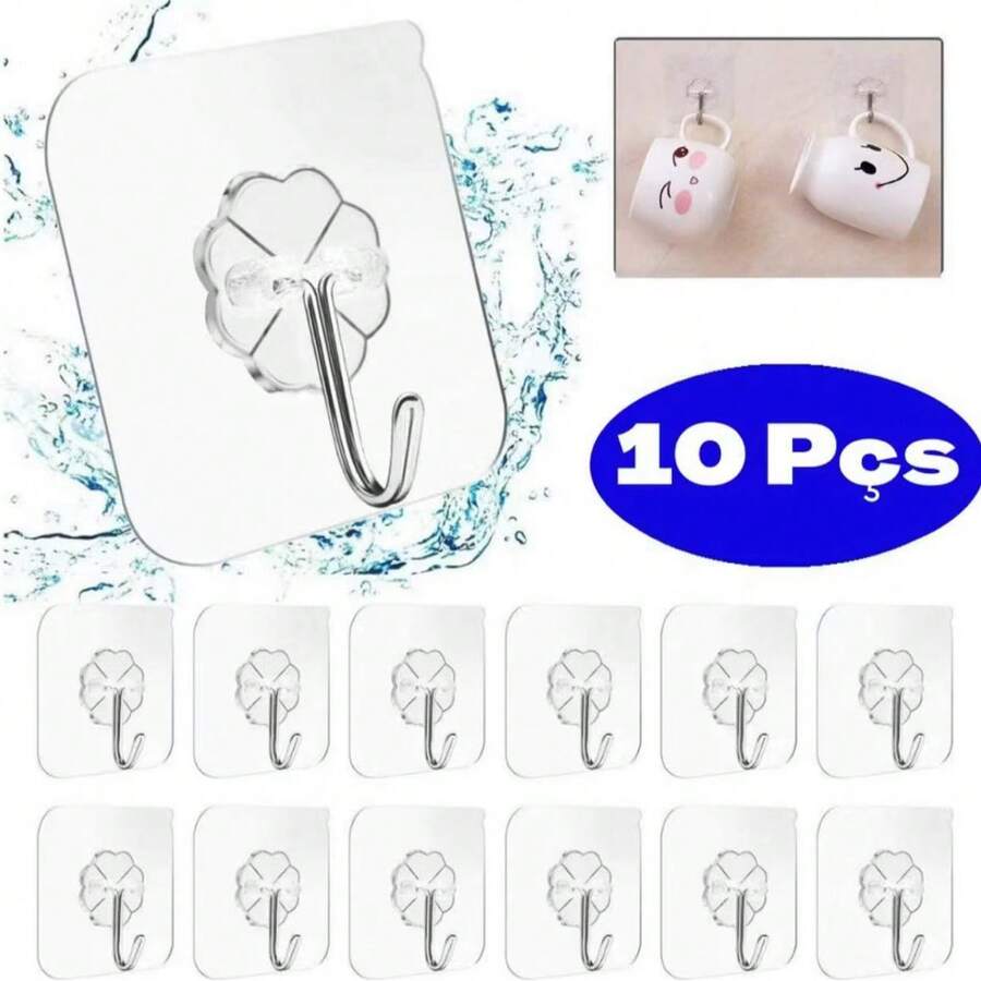6/10/20pcs Adhesive Hooks Kit Multi Functional Wall Sticker Home Kitchen Bedroom Bathroom Organized - Bộ 10 - Xem 1