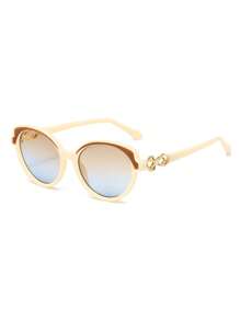 1 Stück Retro Damen Brille mit Katzenauge Rahmen, Plastikbügeln in Kontrastfarbe, modische Reise-, Straßen- und Showbrille