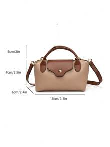 1个迷你时尚手提包，多功能女士单肩包/斜挎包，纯色迷你钱包，可装手机、零钱、口红等，日常通勤必备 - 卡其色 - 查看 3