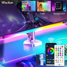 Wisciton Barra luminosa intelligente per monitor del computer, RGB LED con controllo Bluetooth, lampada che reagisce al ritmo della musica, decorazione per giochi, TV e scrivania