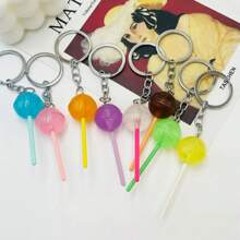 1pc Simulation Lollipop Keychain Keyring Transparent Light Up Resin Accessories Candy Bag Pendant Creative Gift Diy School Bag Pendant School Bag Charm Back To School Gift Graduation Gift Halloween