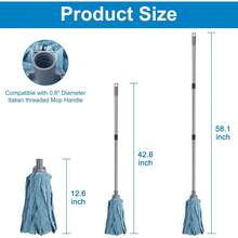 KeFanta Mops For Floor Cleaning,One Mop Handle With 2 Blue Microfiber Cloth Mops Head Replacement,String Wet Mop Refills Compatible With 0.8" Diameter Stick(1 Pole & 2 Heads) - 1 - Xem 4