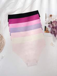 7pcs/Pack Women Seamless No-Show Panties, Multi-Color, Sports & Casual Comfort Triangle Briefs - Multicolor - View 5