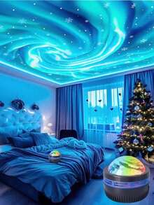 1pc Creative Rotating Northern Lights Projection Lamp, 7-Color Dynamic Water Wave Ripple Galaxy Star Sky Ambience Lamp, USB Powered DC5V, Couples Festival Gift, Home Gathering, Event Atmosphere Lighting - Multi-color light - View 2