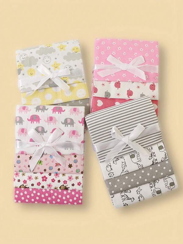Conjunto de 4 cobertores de fraldas para bebê, estampados com nuvens, elefantes e carros, flanela macia