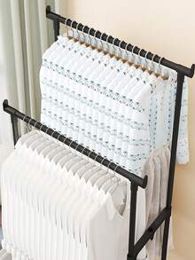 Perchero metálico multifuncional de doble capa y de una sola capa: diseño moderno, ahorra espacio, adecuado para la entrada, el dormitorio o la oficina. - Negro - Ver 10