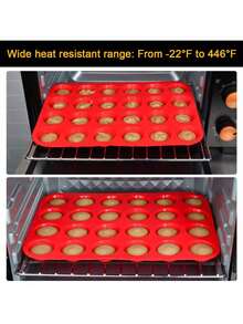 1pc Mini Silicone Muffin Baking Pan, 24-Cup Paper Cupcake Tray, Non-Stick Silicone Baking Mold, Suitable For Making Cupcakes And Mini Cakes - Red - View 6