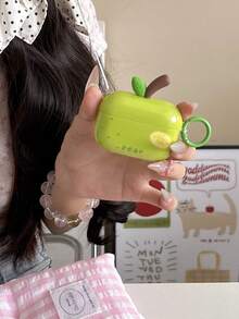 3D Leaf, Orange & Pear Design Silicone Soft Case Cover Compatible With Apple 4/3, Pro 2/3, Cute & Creative, Suitable For Couples, Summer