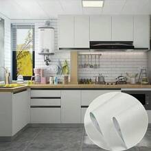 1卷哑光白色自粘可移除PVC壁纸，防水，可水洗，适用于橱柜和墙壁装饰保护膜 - 白色 - 查看 3