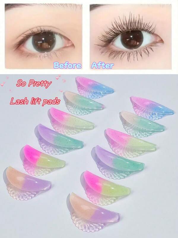6 Pairs Eyelash Lift & Perming Pads - 6 Sizes, Reusable, Soft & Stretchy, Easy To Use, Ideal For All Lash Lengths, Perfect For Salons & Diy
