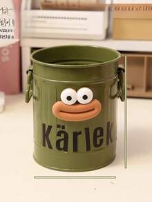 1pc Cartoon Design Metal Pen Holder - Large Capacity Desk Organizer Box, Lightweight, Painted, DIY Assembly, Tension Support, Portable, Suitable For All Occasions, Cute Animals,Back To School,School Supplies,Pencil Case,Pencil Pouch,School Bag