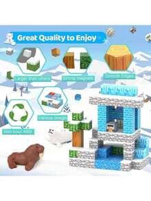 [60pcs/75pcs/110pcs/144pcs] Magnetic Building Blocks Set - Magnetic Construction Toys, Kids Cube Toy, Ice World, Build Magnetic World, STEM Gift, Halloween And Christmas Birthday Toy Gift (Random Color & Pattern) - Multicolor - View 9