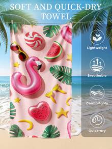 1 chiếc khăn tắm biển in hình dưa hấu, chim hồng hạc, bóng bay, khăn tắm biển/hồ bơi, thấm hút cao, thích hợp cho phòng tắm, bơi lội, tập thể dục, yoga. - Nhiều màu - Xem 6