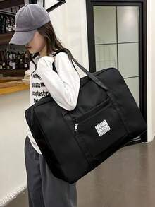 1 件轻便可折叠旅行袋，大容量防水储物袋，可折叠涤纶旅行收纳袋，男女通用，可装行李、衣服、周末/海滩/健身房/学校，适合学校、学校配件、学校用品的四季包 - 黑色 - 查看 8