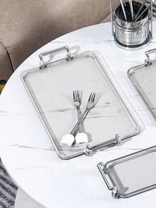 1 pezzo Vassoio rettangolare in acrilico minimalista con manico, design piatto, adatto per torte, caramelle, adatto per conservare tazze e cosmetici - Grigio - Visualizzare 15