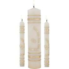 Creative Brands Will & Baumer Gold Toned Floral Wedding Candle Unity Set With Ring Design, Set Of 3 - Will & Baumer Gold Toned Floral Wedding Candle Unity Set with Ring Design - View 1