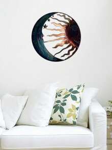 1 szt. Metalowa dekoracja ścienna - Słońce, księżyc i gwiazdy 3D niebiańska rzeźba twarzy, wisząca ozdoba do wewnątrz/na zewnątrz na werandę, trawnik, ogród, sztuka ścienna do ogrodu | Motyw niebiański | Trwała metalowa sztuka, dekoracja księżyca