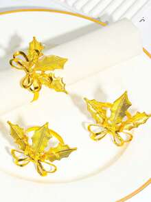 4-6pcs/Set Gold Leaf Napkin Rings Set, Napkin Holders, Dinner Party Accessories, Holiday Napkin Rings, Wedding Birthday Party Supplies