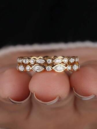 1 PC 925 Sterling Silver 1.5- 2 MM Round Cut Wedding Band Half Eternity Band Half Circle Of Diamond Stackable Band Ring