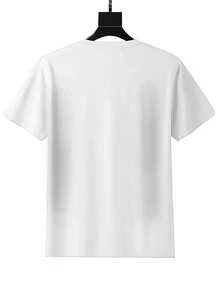 Men's Vintage Retro OP Ocean Pacific Logo Tank Top & Short Sleeve T-Shirt - 100% Cotton Soft Breathable Regular Fit Crew Neck Tee With Geometric Palm Tree & Stripes Design For Summer Casual Wear - White - View 3