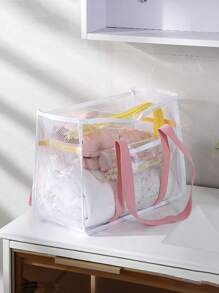 Bolsa de playa transparente, bolsa de almacenamiento a prueba de arena de gran capacidad con asa, adecuada para la playa, deportes, vacaciones