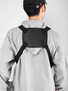 多口袋战术货运背包，多功能尼龙胸包，轻便手机收纳袋，便捷旅行包，时尚街头嘻哈胸包，适合学生、校园、旅行、通勤、嘻哈表演、健身、跑步、骑行、徒步、露营，男士礼物，男士工具腰包 - 黑色 - 查看 8