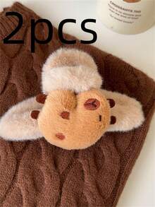 1 件可爱卡通毛绒棕色水豚发夹或发爪，送给女孩的*礼物发夹发夹发夹发夹发夹 - 彩色 - 查看 18