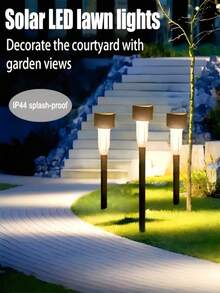 10-Piece Solar Lawn Lights Ground Plug Lights Rust-Proof Small Tube Lights Outdoor Landscape Lighting Suitable For Courtyards, 35 Milliamperes,Gardens And Terraces - Warm light - 查看 3