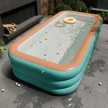 1 piscina inflable de 3 pisos y extra grande, parque acuático portátil plegable para verano, reforzada y gruesa, espaciosa, adecuada para interiores/exteriores, patio, perfecta para entretenimiento y fiestas de verano en el patio trasero, ocio al aire libre, opción ideal para fiestas de piscina de verano, entretenimiento de verano | Diseño plegable | Esencial para reuniones familiares, opción de regalo para familiares y amigos, (sin bomba) - Multicolor - Ver 7