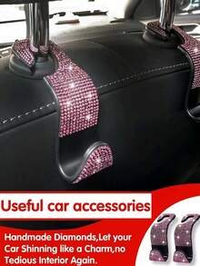 Multi-Functional Portable Diamond Car Seat Back Hanging Hook Headrest Storage Rack Bag Organizer Car Interior Accessory - Multicolor - View 6