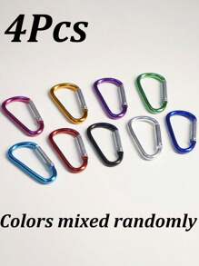 4pcs Aluminum Snap Hook Carabiner D-Ring Key Chain Clip Keychain Hiking Camp,Colorful Outdoor Keychain,D-Shaped Aluminum Carabiners, Heavy Duty Spring Hook Keychain Clips, Lightweight Mixed Colors, Ideal For Camping, Fishing, Pet Leashes, And Securing Indoor/Outdoor Gear, Camping Accessories