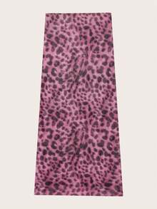 Leopard Print Chiffon Net Skirt, Fashionable For Summer - Hot Pink - View 2