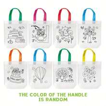 32 Piece Decorative Art Style Colored Non-Woven Tote Bag, DIY Handmade Artwork Perfect For Painting, Crafts, Party Gifts, Holiday And Birthday Gift Bags, School Prizes Back To School/School Supplies, School Gifts - Multicolor - View 4