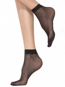 10/20/30 Pairs Women Solid Color Transparent Mid-Calf Socks, Disposable Transparent Ankle Socks, Fall - Black - View 8