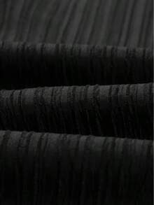 Men's Casual Striped Short Sleeved Sports Suit With Button Down Shirt Collar And Elastic Waistband Pants, Made Of Polyester Textile Elastic Fiber Blend, Summer Two-Piece Set With Belt Details - màu đen - Xem 7