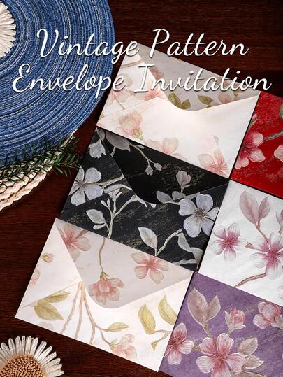 10个复古压纹邀请函信封，适用于DIY婚礼派对邀请函、生日邀请函、派对邀请函、礼物、学校用品、返校用品等。