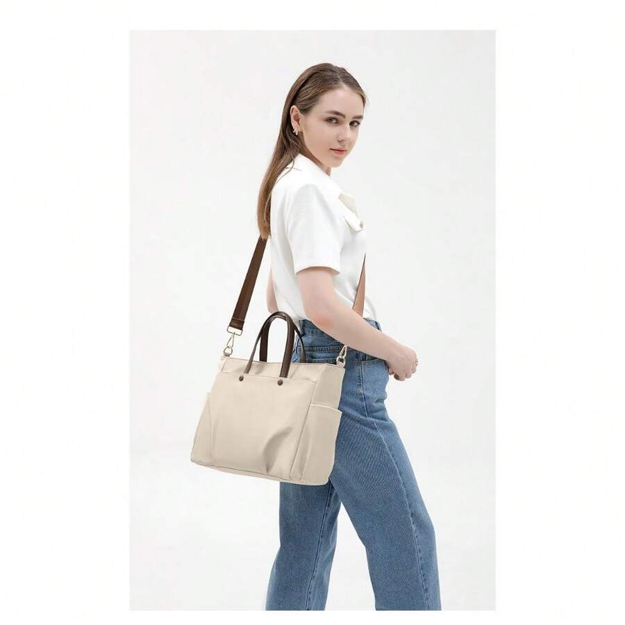 Handbag, Women's Shoulder Bag, Suitcase, Shoulder Bag 15.6 Inch Inner Pocket For Laptops - Medium Elegant Black-15 Inches - View 1