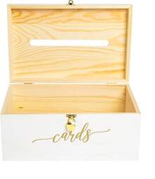 Wedding Card Box - 14 X 9 X 6.5 - White With Gold Sign - Secure Wedding Cards Box With Lock - Card Box For Wedding - Wedding Card Boxes For Reception - Best Way To Keep Cards Safe - 白色 - 查看 4